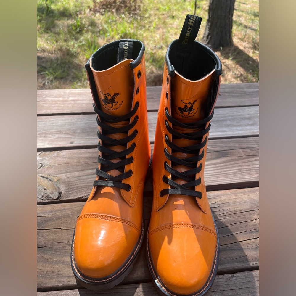 Beverly Hills Polo Club Orange Lace Up Women's Boots ***FLAWED*** Size 9 - Picture 2 of 11